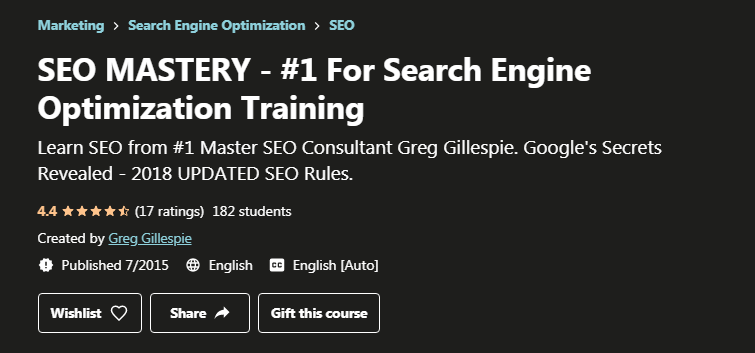 Udemy SEO Mastery Review